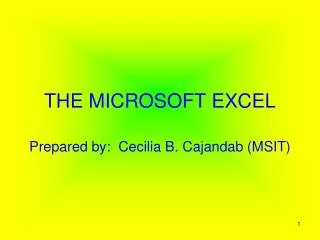 THE MICROSOFT EXCEL