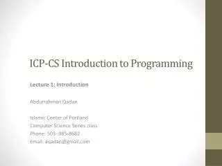 ICP-CS Introduction to Programming