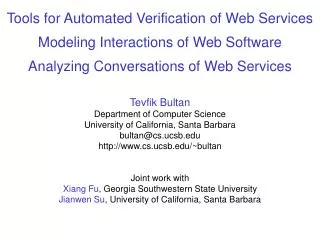 Tools for Automated Verification of Web Services