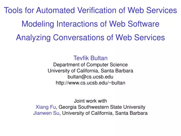 tools for automated verification of web services