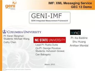 IMF: XML Messaging Service GEC 13 Demo
