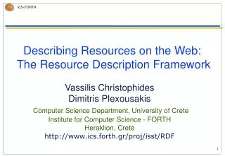 Describing Resources on the Web: The Resource Description Framework