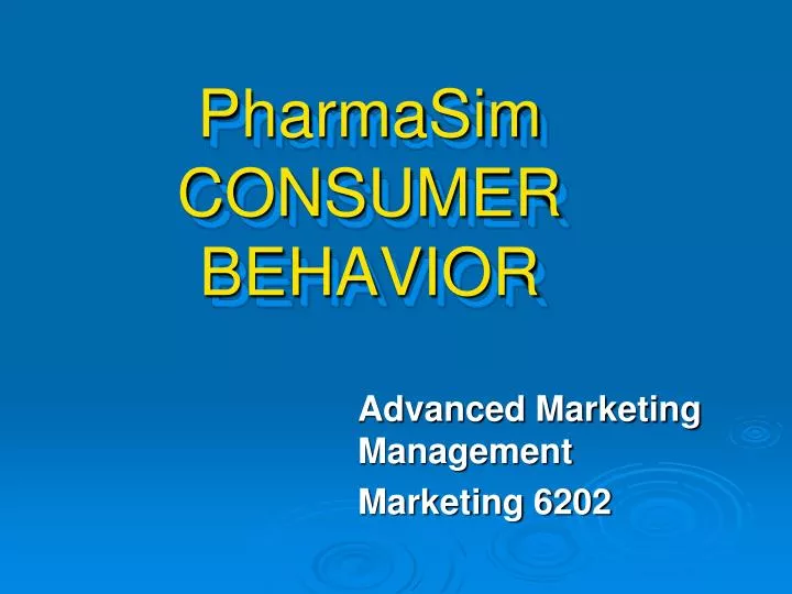pharmasim consumer behavior