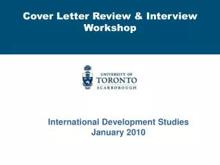 Cover Letter Review &amp; Interview Workshop