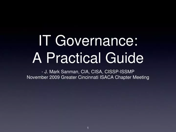 it governance a practical guide