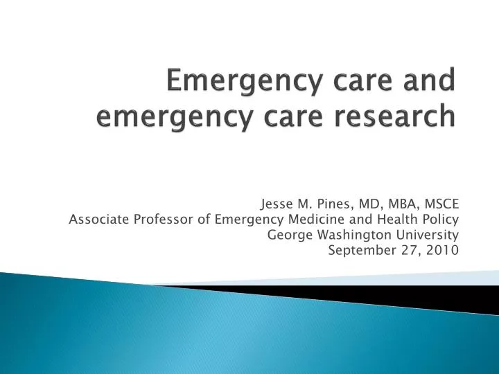 emergency care and emergency care research
