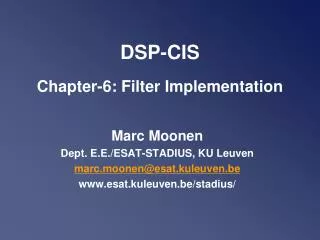 DSP-CIS Chapter -6: Filter Implementation
