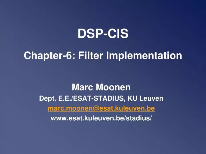dsp cis chapter 6 filter implementation
