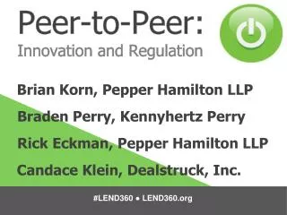 Peer-to-Peer: Innovation and Regulation