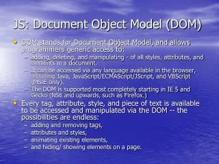 JS: Document Object Model (DOM)