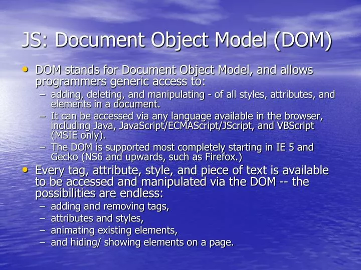 js document object model dom