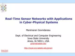 Real-Time Sensor Networks with Applications in Cyber-Physical Systems