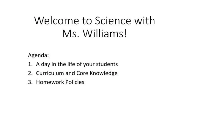 welcome to science with ms williams