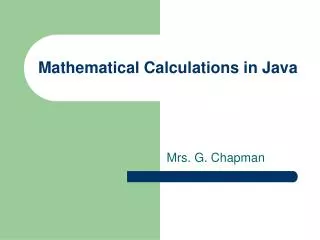 Mathematical Calculations in Java