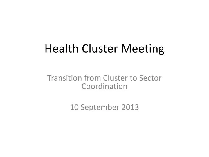 health cluster meeting