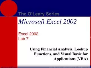 Excel 2002 Lab 7