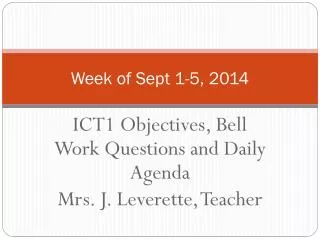 Week of Sept 1-5, 2014