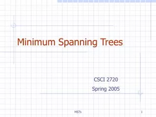 Minimum Spanning Trees