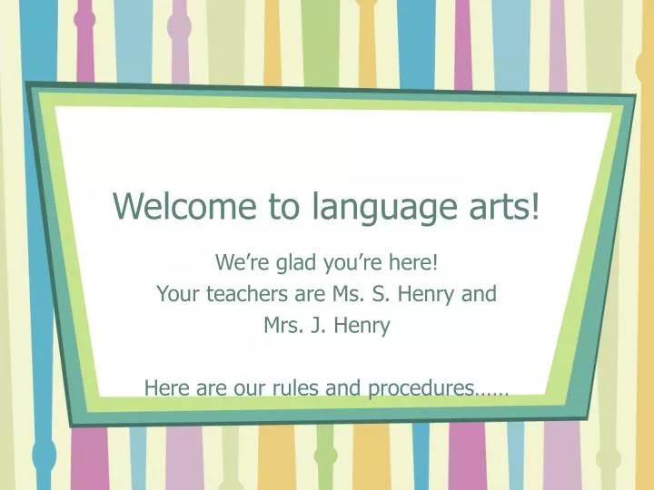welcome to language arts