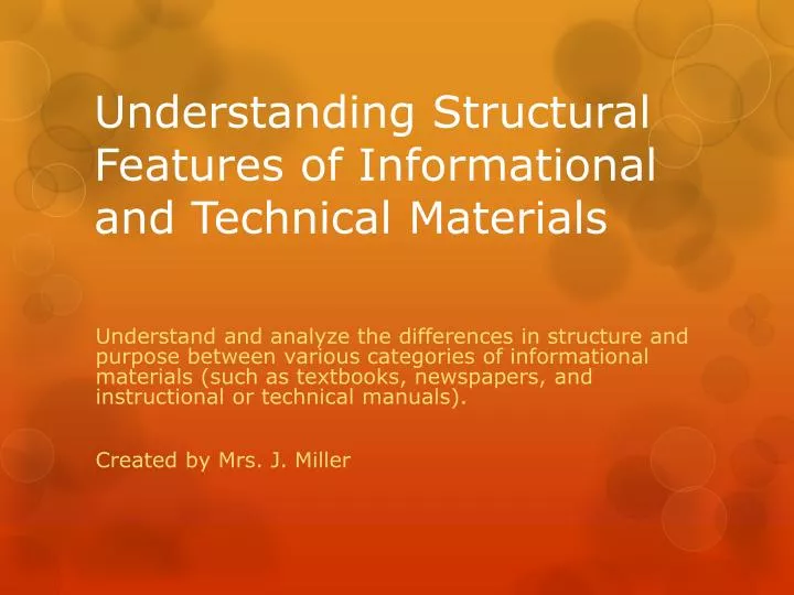 understanding structural features of informational and technical materials