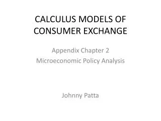 CALCULUS MODELS OF CONSUMER EXCHANGE