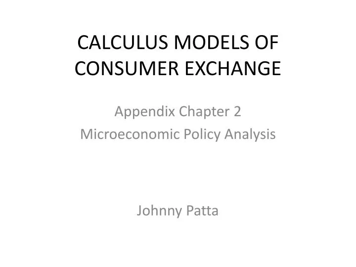 calculus models of consumer exchange