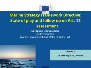 Marine Strategy Framework Directive: State of play and follow up on Art. 12 assessment