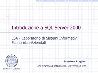 Introduzione a SQL Server 2000