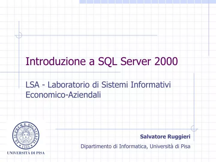 introduzione a sql server 2000