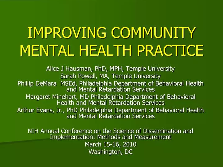 improving community mental health practice