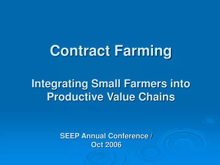 contract farming integrating small farmers into productive value chains