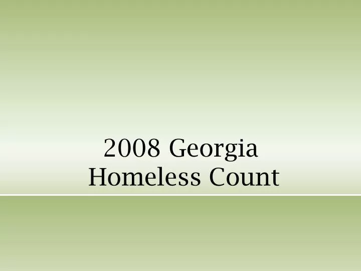 2008 georgia homeless count
