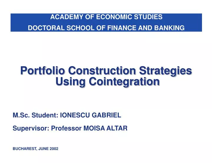 portfolio construction strategies using cointegration