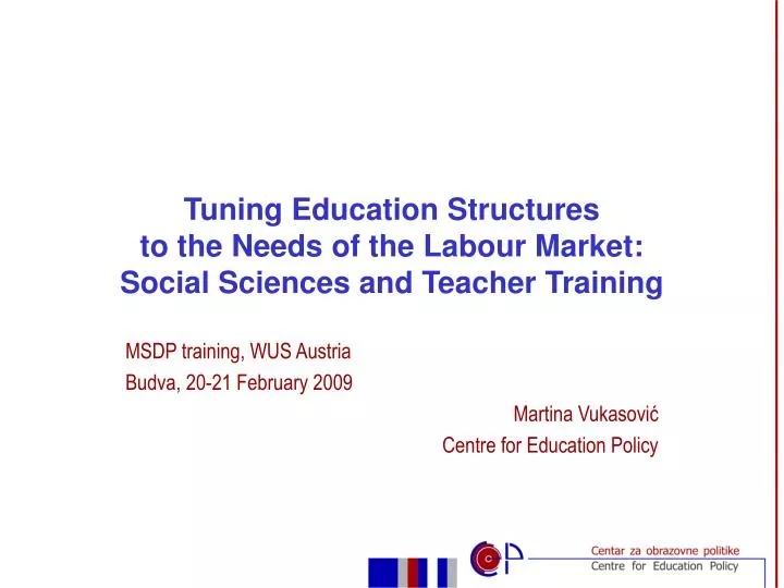 tuning education structures to the needs of the labour market social sciences and teacher training
