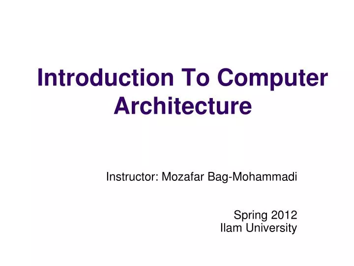 introduction to computer architecture
