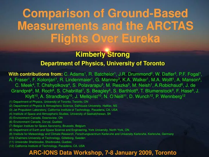 comparison of ground based measurements and the arctas flights over eureka