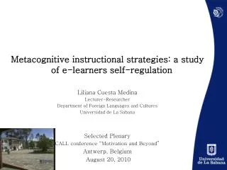 Metacognitive instructional strategies: a study of e-learners self-regulation