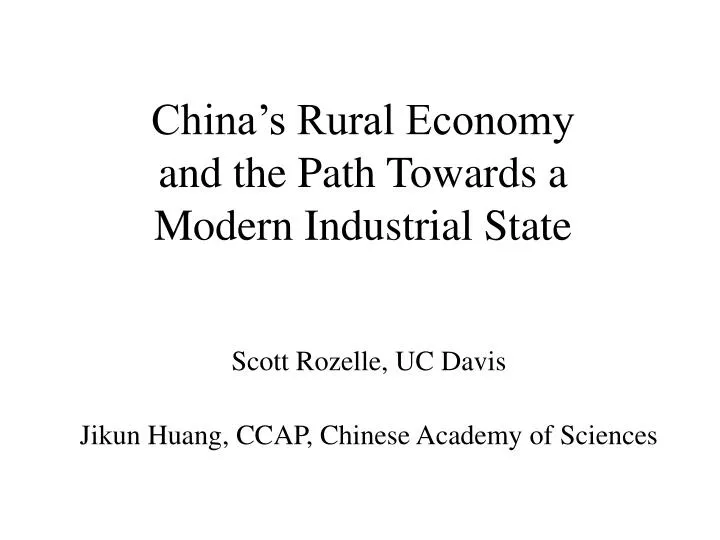 china s rural economy and the path towards a modern industrial state
