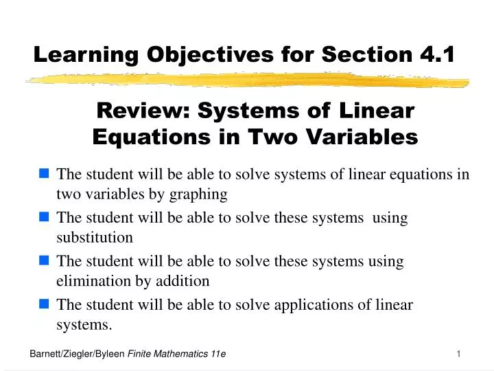 learning objectives for section 4 1
