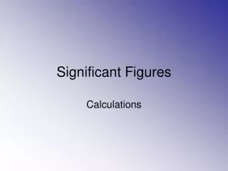 Significant Figures