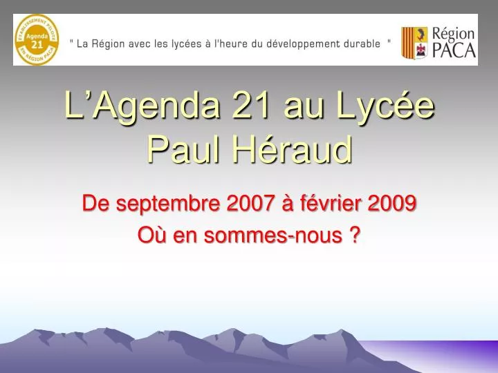 l agenda 21 au lyc e paul h raud