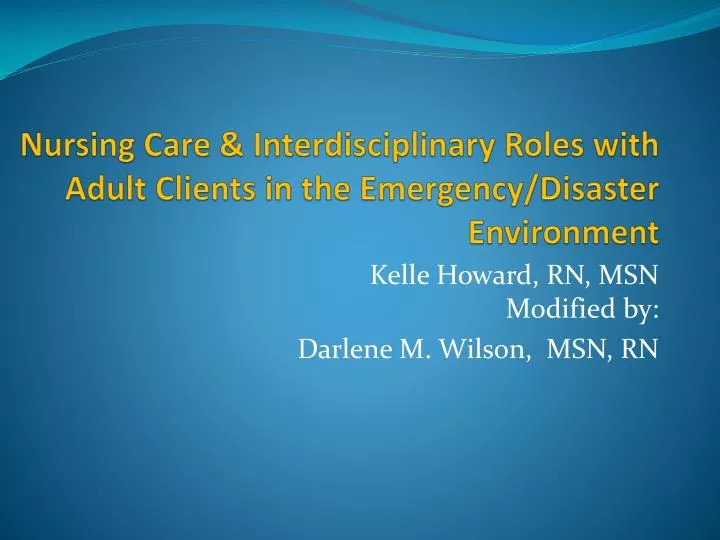 nursing care interdisciplinary roles with adult clients in the emergency disaster environment