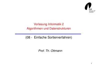 vorlesung informatik 2 algorithmen und datenstrukturen 08 einfache sortierverfahren