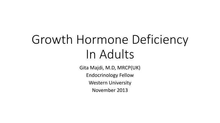 growth hormone deficiency i n adults