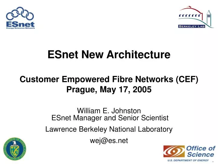 esnet new architecture customer empowered fibre networks cef prague may 17 2005