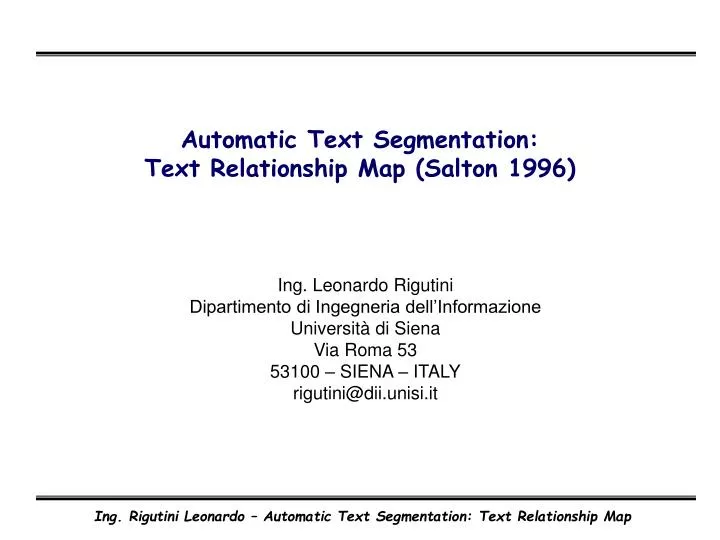 automatic text segmentation text relationship map salton 1996