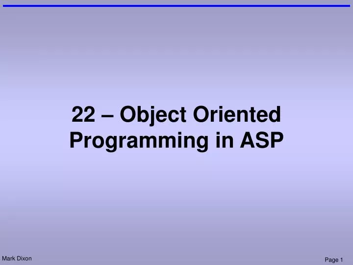 22 object oriented programming in asp