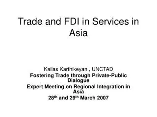 Trade and FDI in Services in Asia