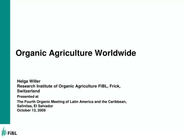 organic agriculture worldwide