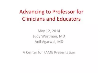 Advancing to Professor for Clinicians and Educators